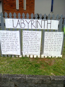 St Peter's in the City, Labyrinth Banner  Photo Rosemary Balu